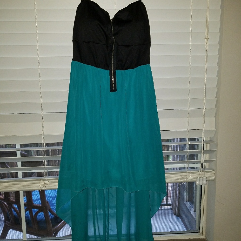 Strapless hi-low dress